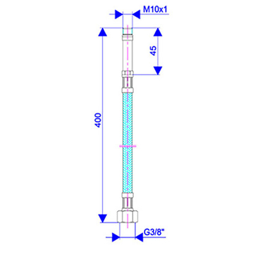 Slika Brinoks fleksibilno crevo za bateriju sa produžetkom 45 mm M10 x 3/8 400 mm