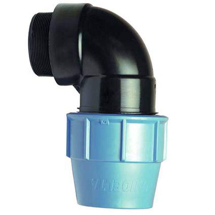 PP kompresiono koleno  sa spoljnim navojem Unidelta za PE cevi