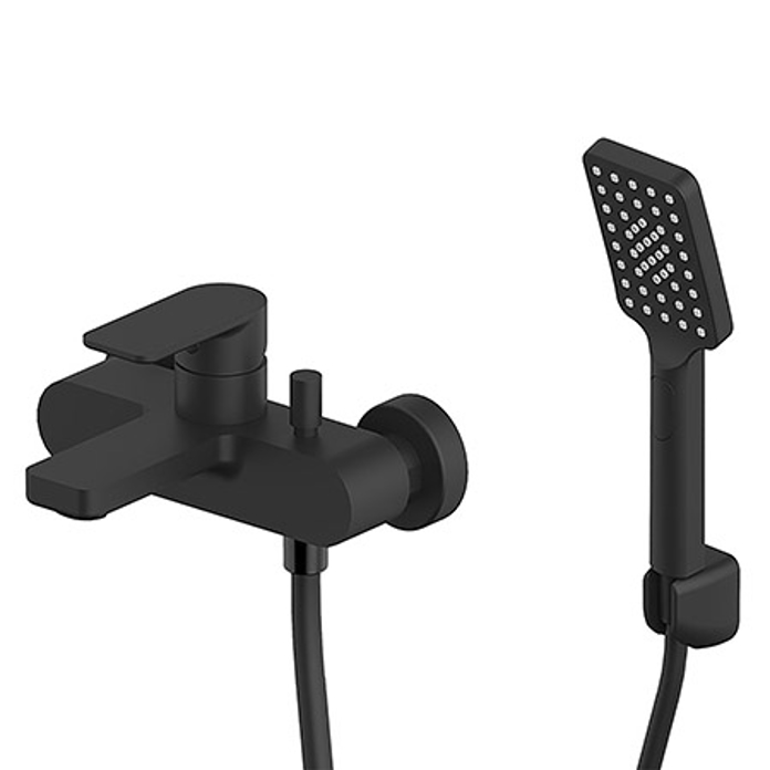 Baterija S2 BLACK 233101B za kadu, mat crna jednoručna zidna baterija minimalističkog dizajna