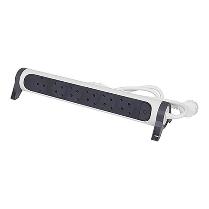 Slika Produžni kabl BLOK sa 6 utičnica 6×2P+E 1.5 m belo/tamno sivo Legrand 694533