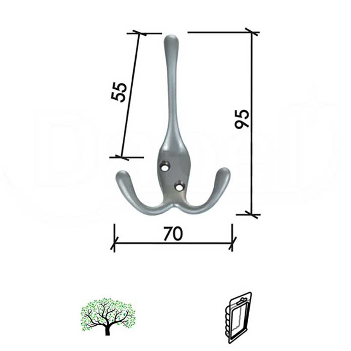 Slika Kuka za kaput i šešir DABEL V56 Mat-Hr 70/95/55 mm 0206041