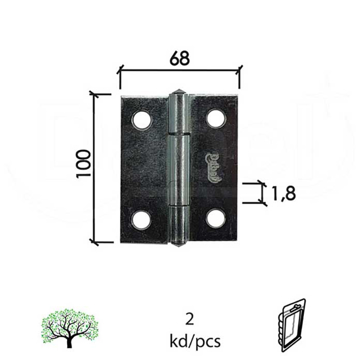 Slika Šarka brodska za vrata SP9003 ZnB x100x68x1,8mm (2kom) DP1  0102090