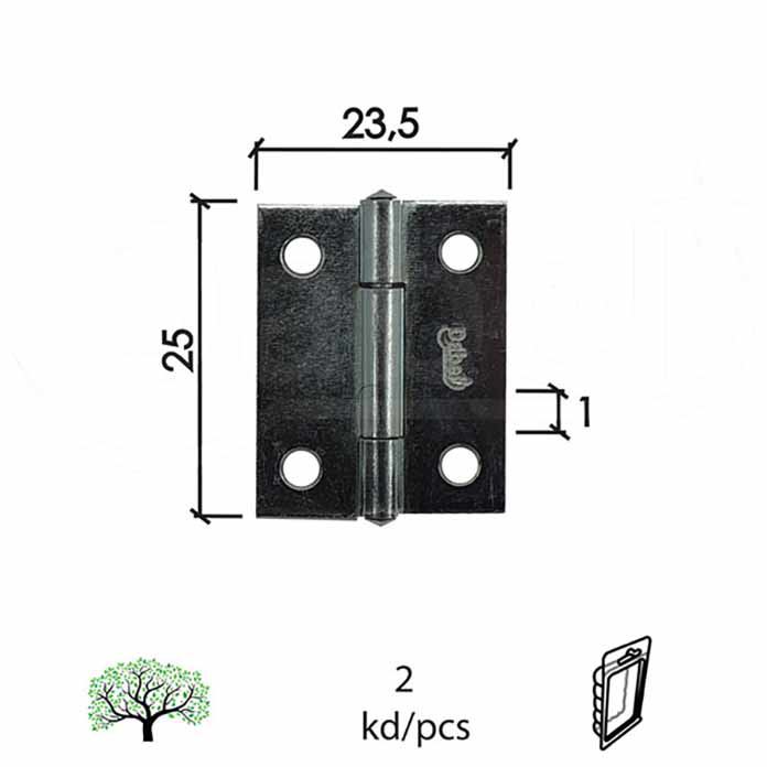 Slika Šarka brodska za vrata SP9003 ZnB 25x23,5x1mm (2kom) DP1   0102085