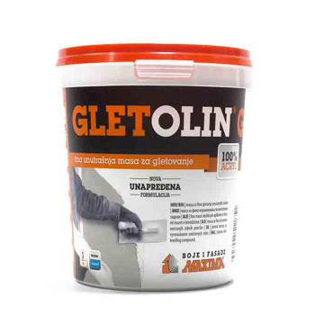 Slika Gletolin G 1 kg – fina unutrašnja masa za gletovanje (akrilna)