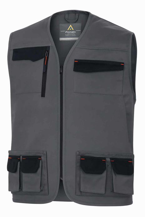 Slika Radni prsluk sivo-narandžasti L – sa 11 džepov