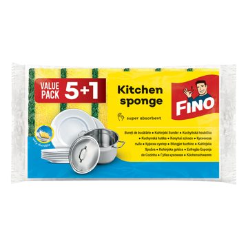 Pakovanje FINO kuhinjskih sunđera 5+1 za efikasno pranje posuđa bez grebanja