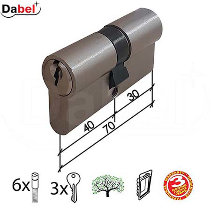 Slika Cilindar za vrata DABEL CL2036 Nikl 70 mm (30-40) 3K DBP1 – 3301096