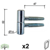 Slika Šarka uvrtna za vrata SP055 ZnB fi16x52/47mm (2kom) 60kg DBP1